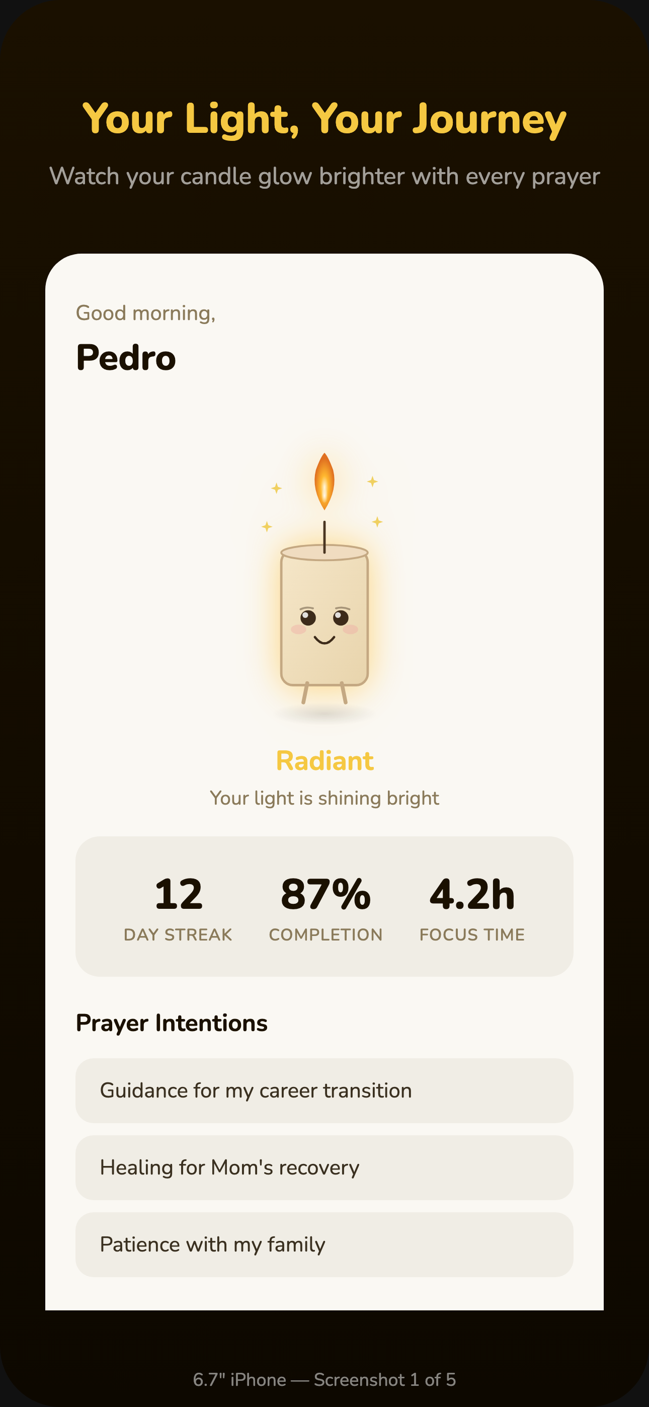 Home screen with happy candle