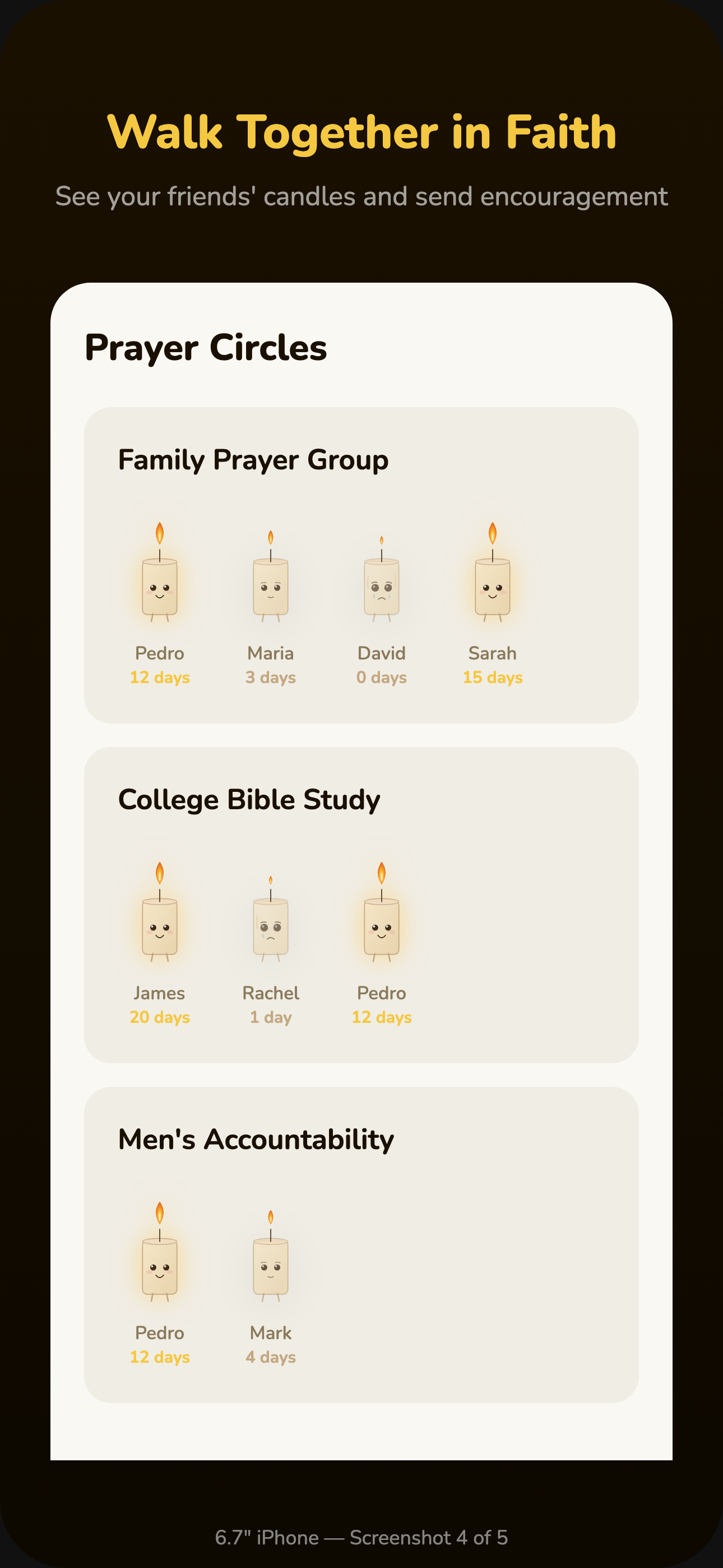 Prayer circles with friends